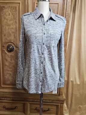Caslon Heathered Gray Button-Down Shirt NWT Size XS